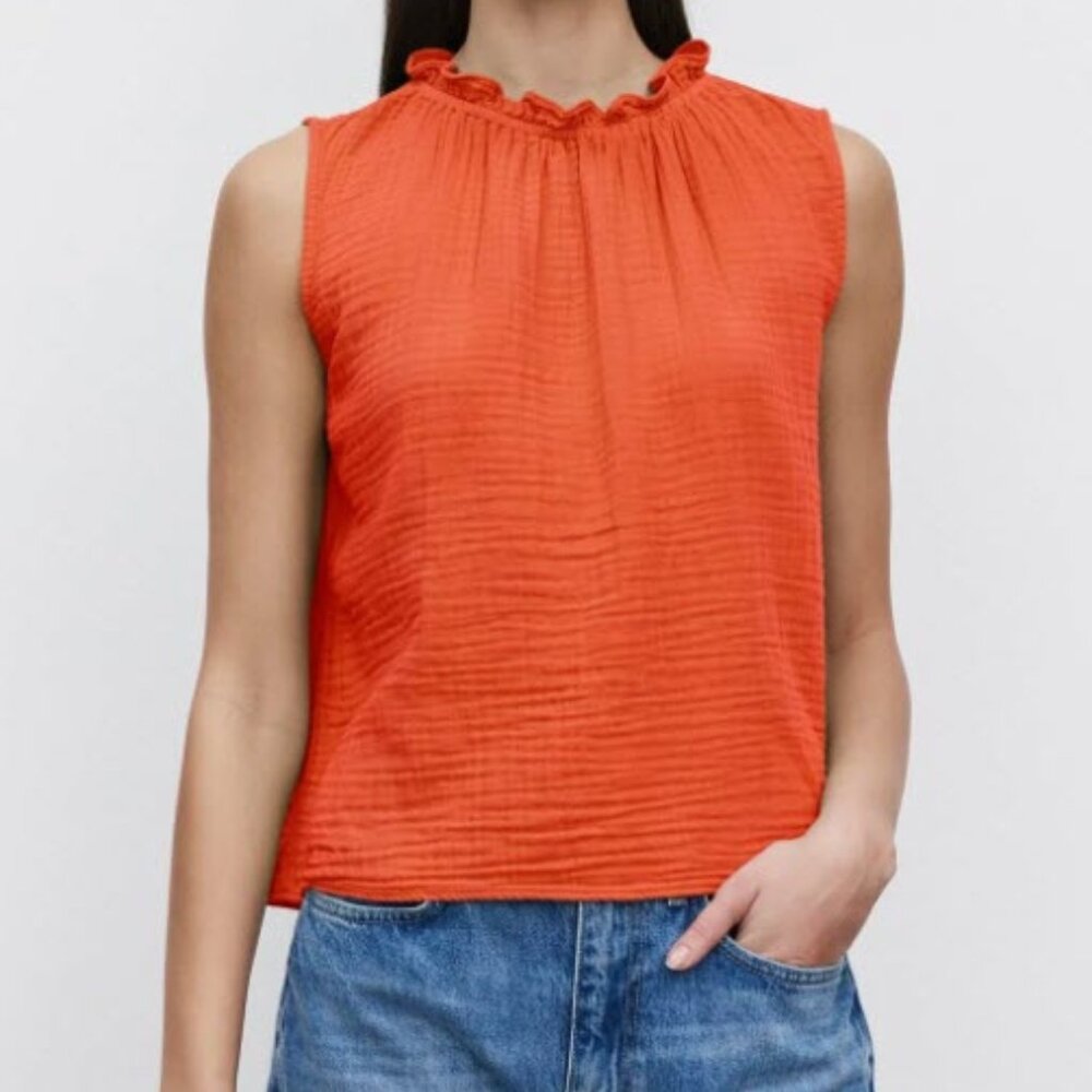 Velvet by Graham & Spencer Bianca Sleeveless Top Paprika Orange Small NWT USA